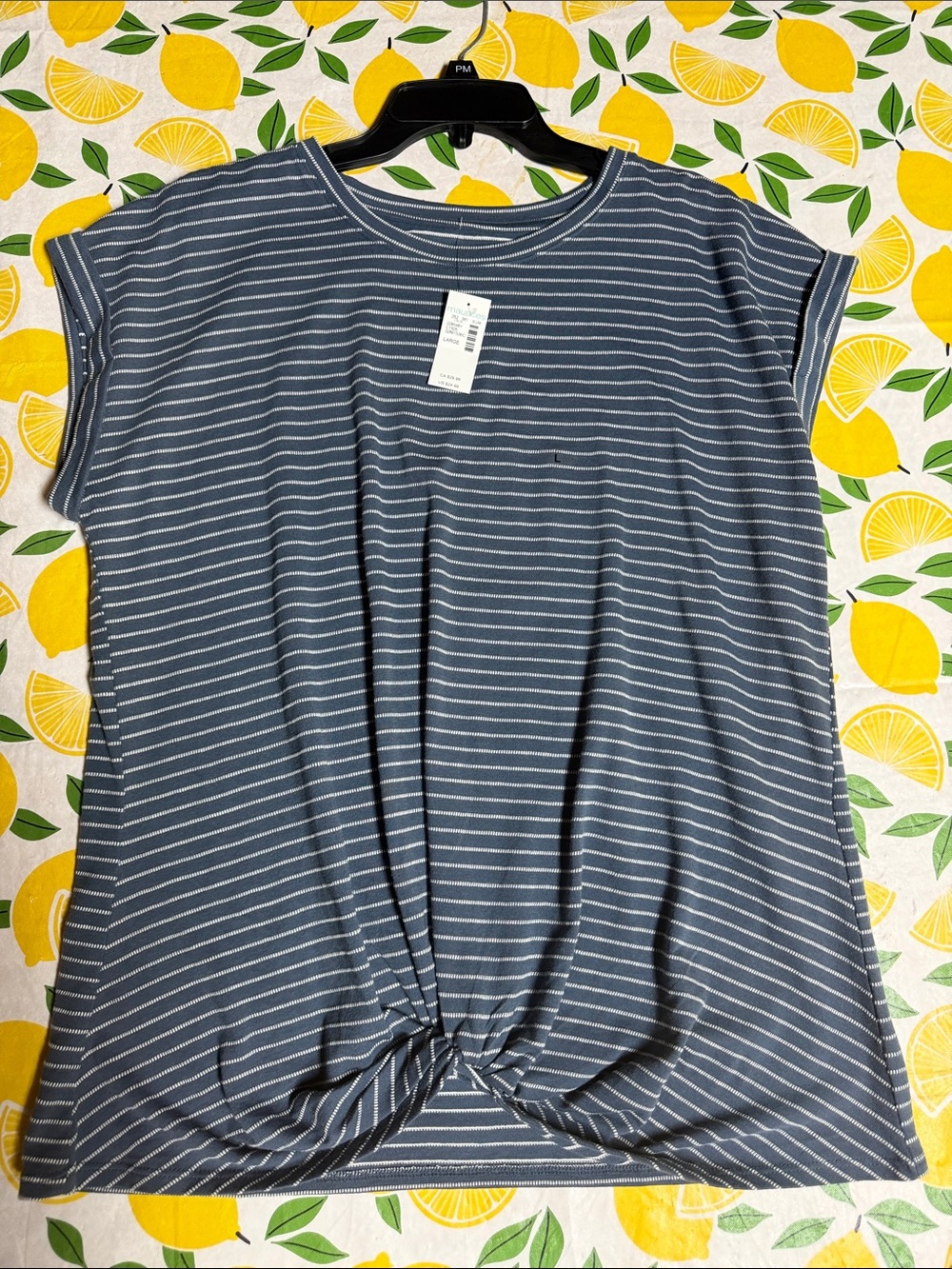 Women's Striped Twist-Hem Crop Top - Blue